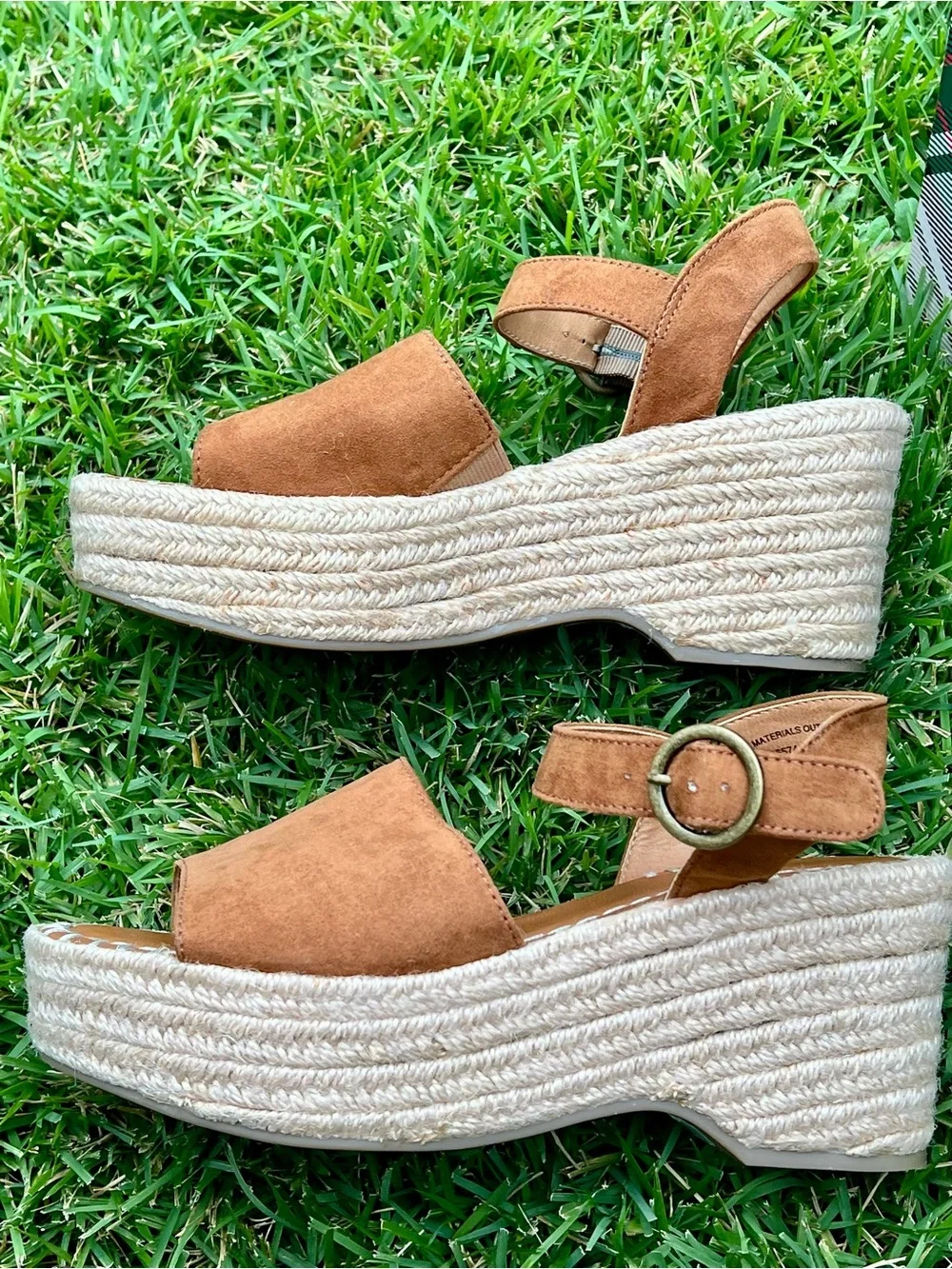 NWT Chunky Platform Wedge Espadrilles Tan brown Morgan 7.5 retro 70’s chunky
